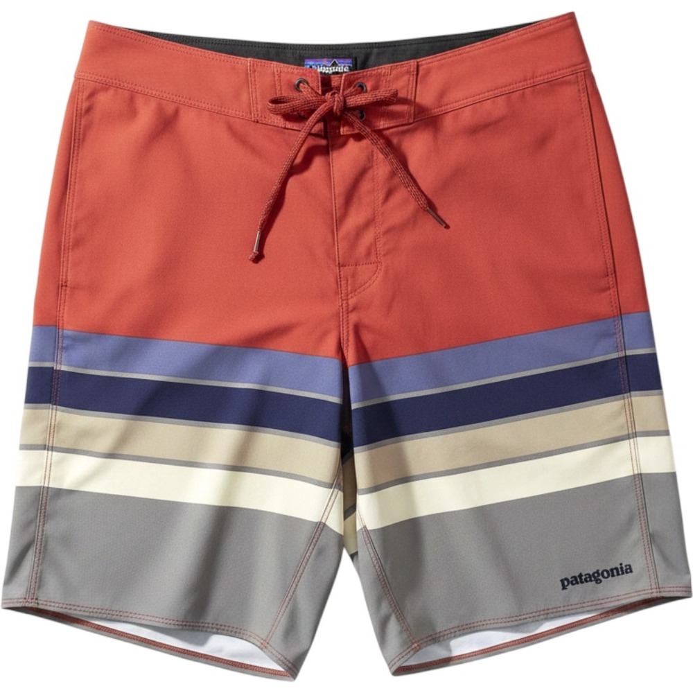 Patagonia Wavefarer Board Shorts Mens 31 Red Blue Striped Swim Trunks 7.5 Inseam